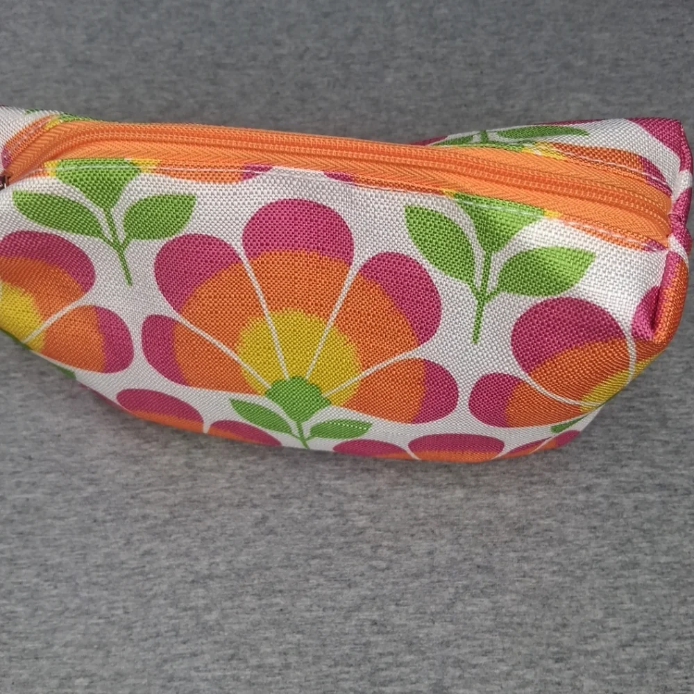 CLINIQUE Floral Print Cosmetic Makeup Bag Zipper Pouch 9.5